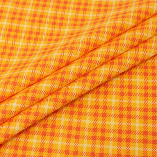 SINGER Orange Tonal Plaid Print Cotton Fabric